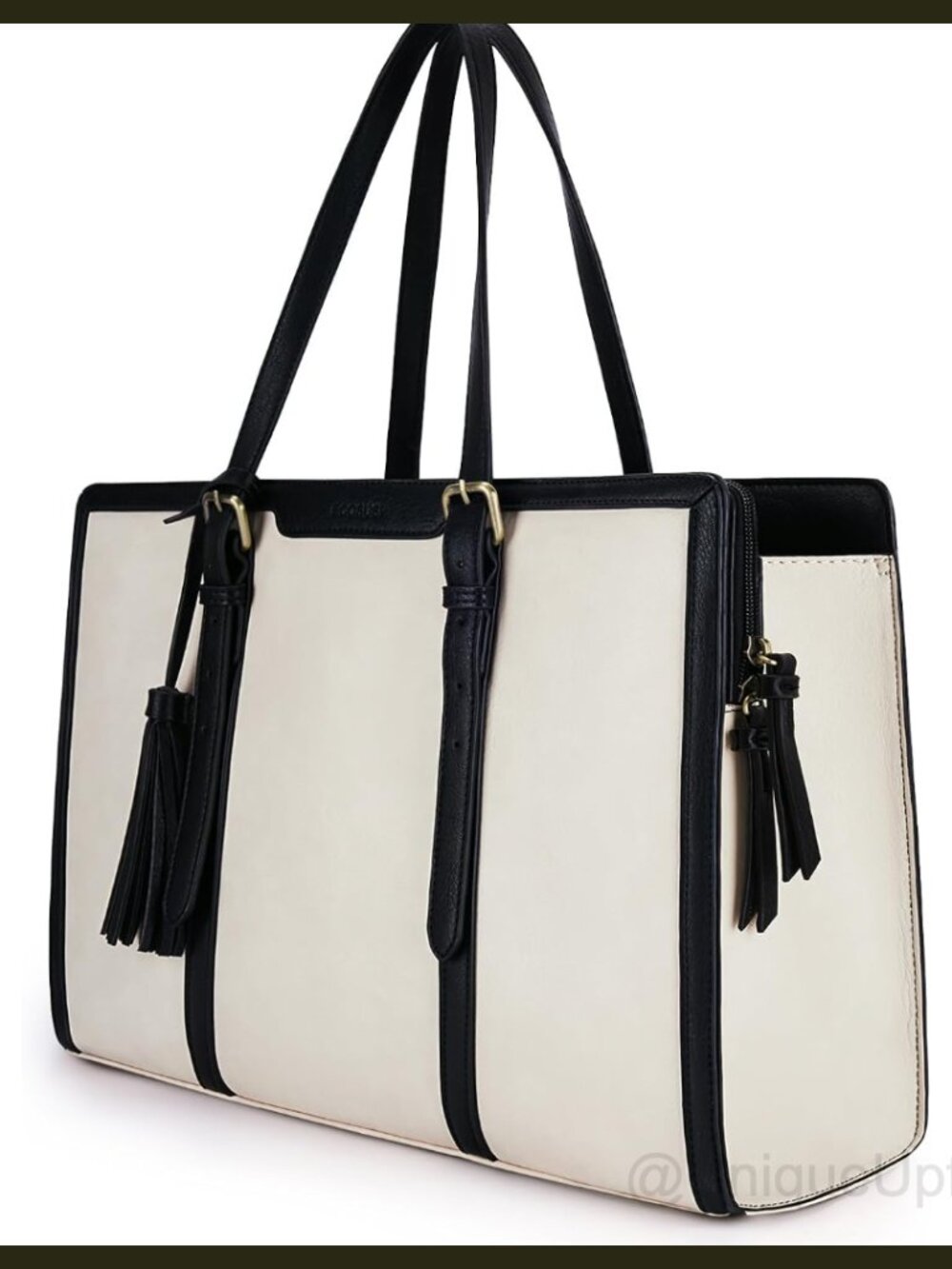 ECOSUSI 15.6 Inch Vegan Leather Laptop Tote Bag 3 Layer Work Purse Business